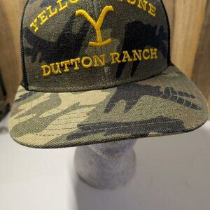 Yellowstone Dutton Y Ranch TV Show Camo Mesh Snapback Hat Cap Trucker